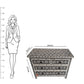 Handmade Custom Made Bone Inlay Black Chest of 4 Drawer In geometric Design with Drawer Gliders