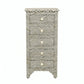 Bone Inlay Tall Boy Chest Of 5 Drawer in Zig-Zag Pattern