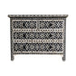 Handmade Custom Made Bone Inlay Black Chest of 4 Drawer In geometric Design with Drawer Gliders