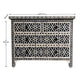Handmade Custom Made Bone Inlay Black Chest of 4 Drawer In geometric Design with Drawer Gliders
