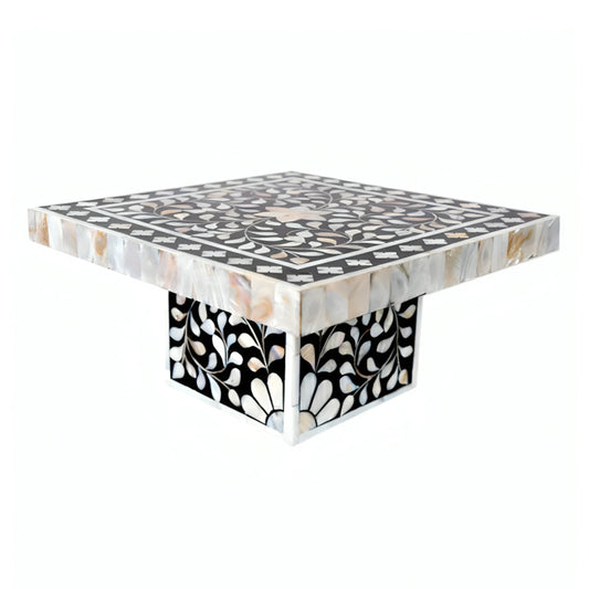 Mother Of Pearl Cake Stand In Black Floral Pattern