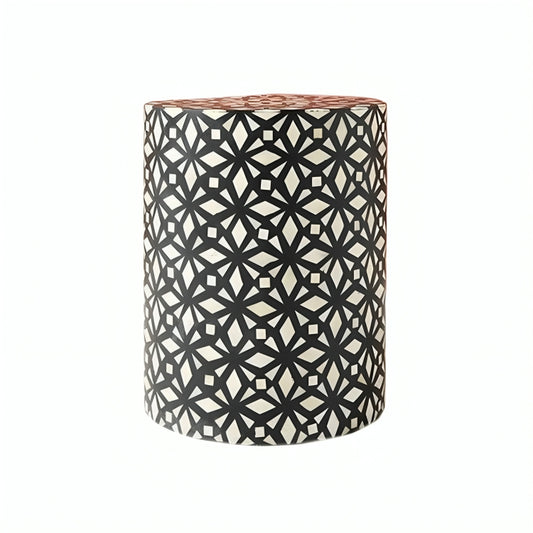 Bone Inlay Stools in black diamond pattern