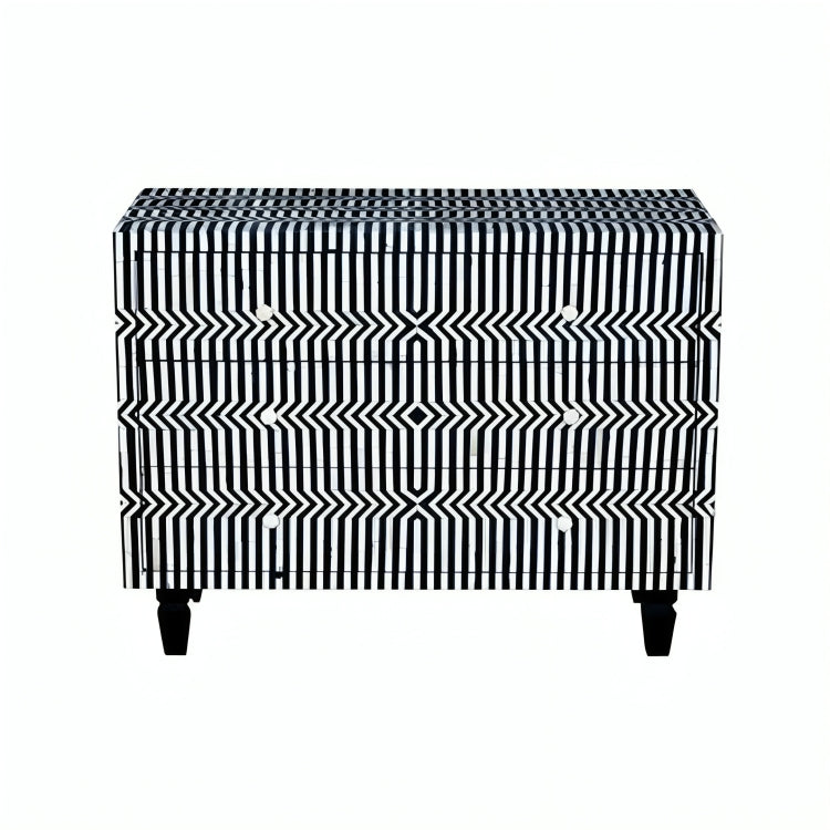 Bone Inlay Chest Of Drawers in Black Color