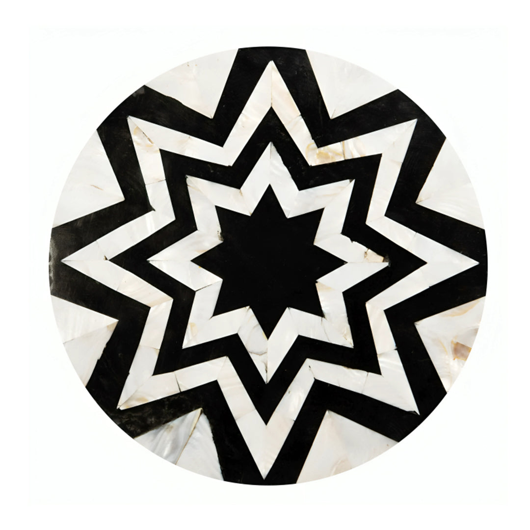 Mother Of Pearl Stool In Zig- Zag Pattern