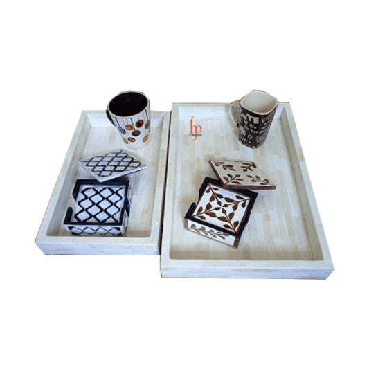 Bone Inlay Set of 2 Hand Crafted Tray a Perfect gift for loved ones for any Occasion