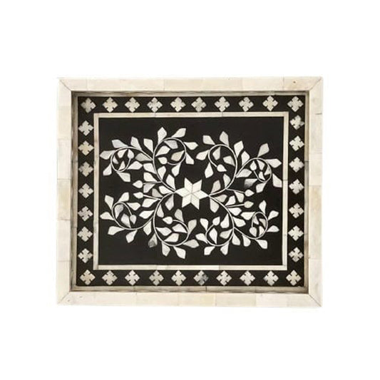 Handmade Customized  Rectangular Shape Bone Inlay Serving Tray Best Gift For Any Occasion