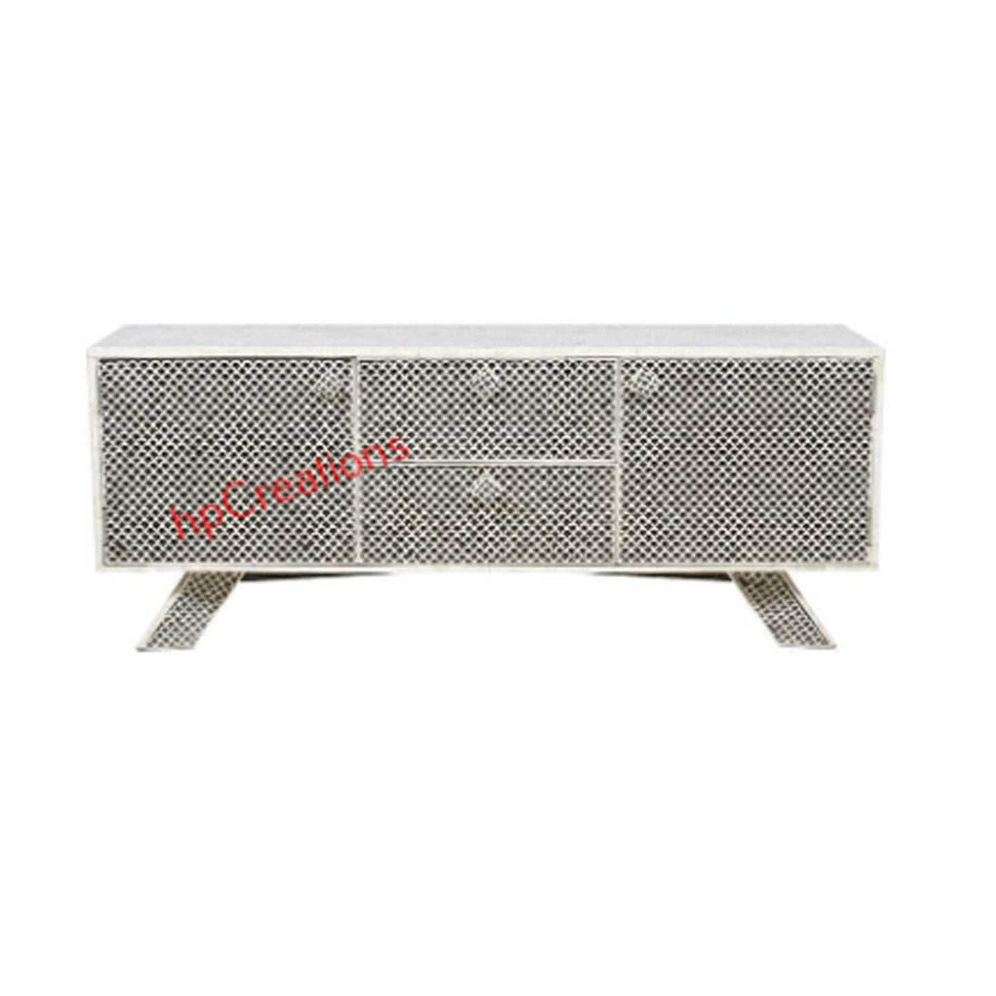 Personalized Handmade Bone Inlay Low Cabinet With Small Fish Scale Pattern