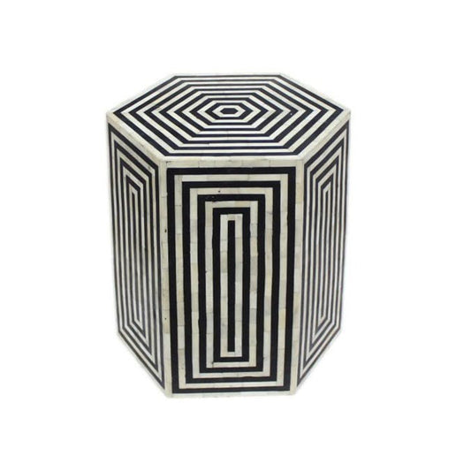 Handmade Customized Bone Inlay Hexagonal Stool Best For Home Decor