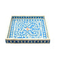 Bone Inlay Handmade Blue Floral Wooden Modern Art Decorative Serving Tray