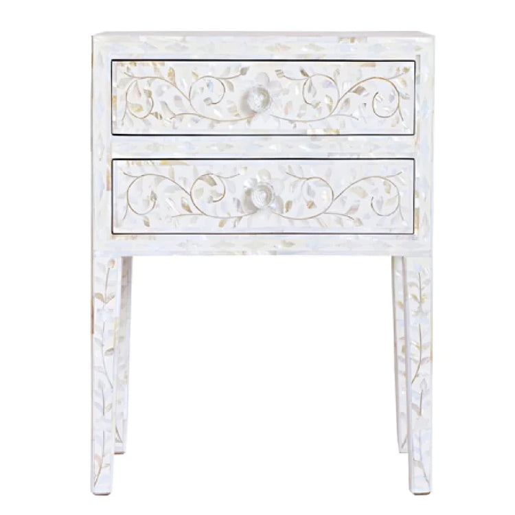 Mother Of Pearl and Bone Inlay Bedside With Bone Inlay Console Table