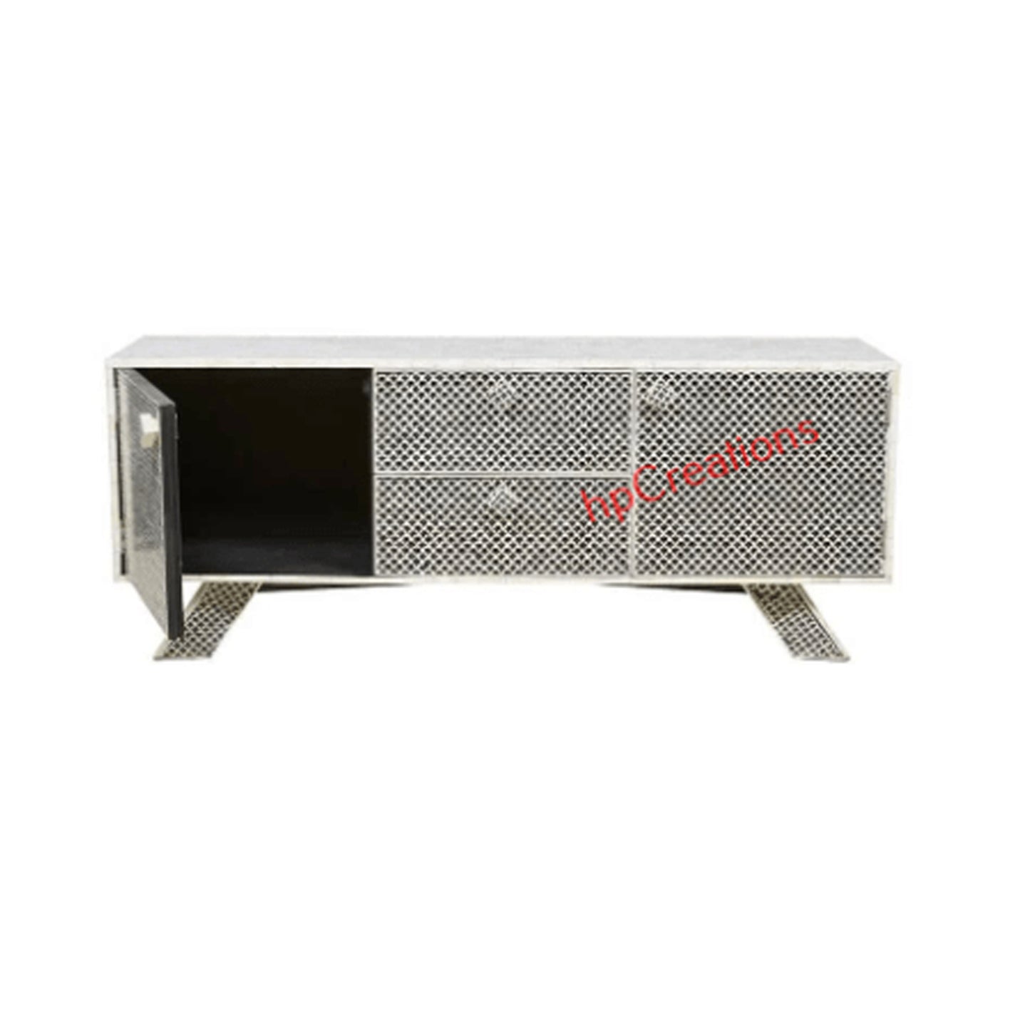 Personalized Handmade Bone Inlay Low Cabinet With Small Fish Scale Pattern