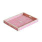 Handmade Pink Floral Wooden Art Bone Inlay Decorative Serving Tray