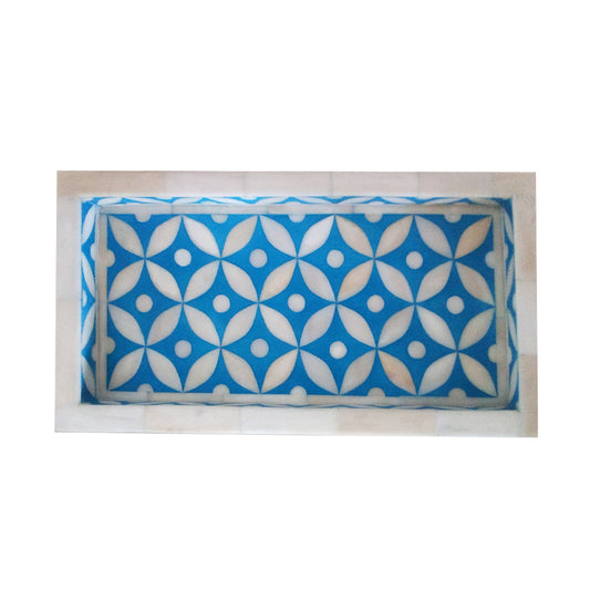 Handmade Bone Inlay Light Blue Star eye pattern Small Tray for home decor