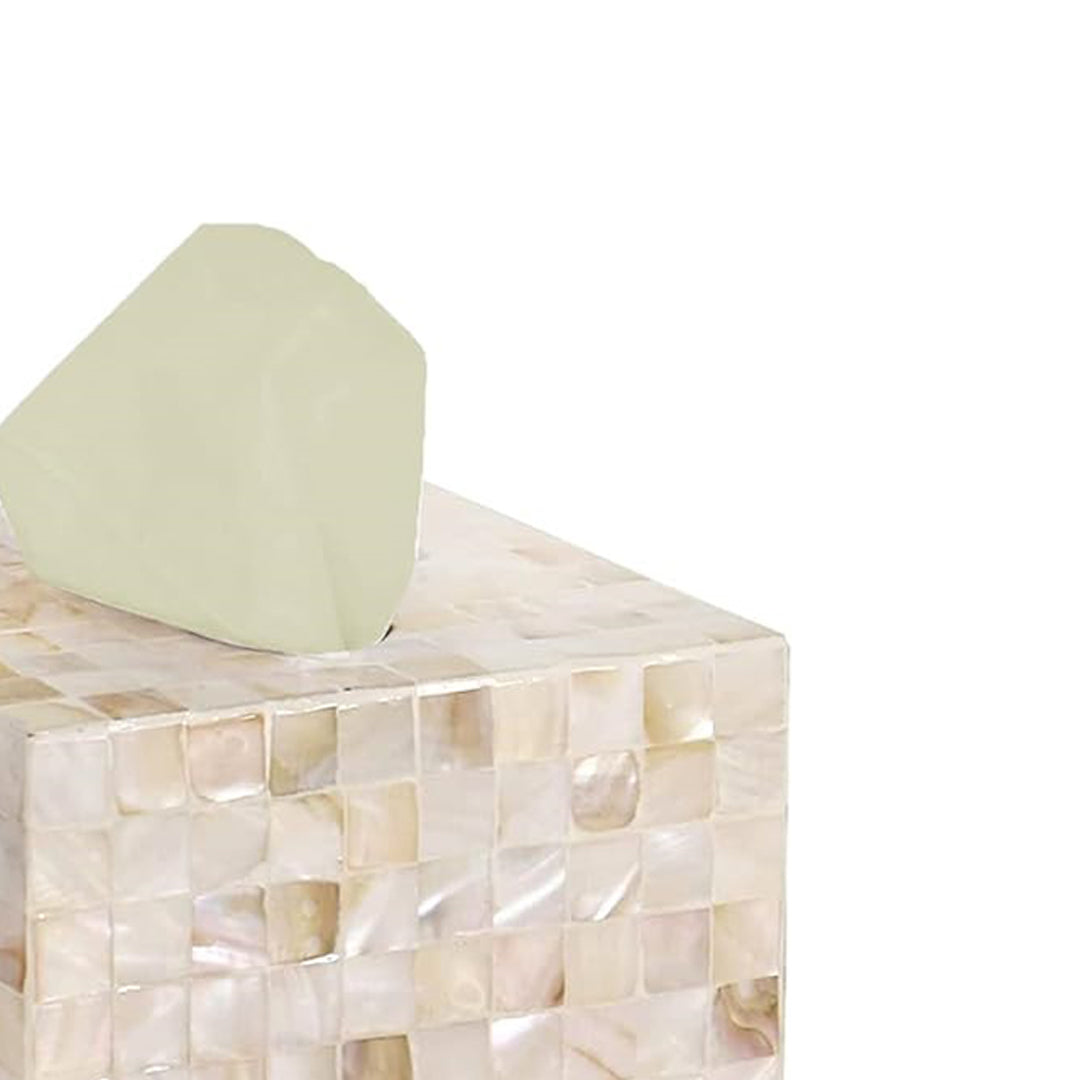 Mother Of Pearl Tissue Box In white