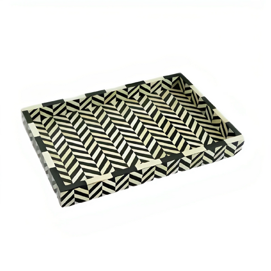 Handmade Customized Rectangular Shape Bone Inlay Serving Tray Best Gift For Any Occasion