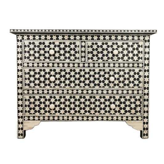 Bone Inlay Chest Of Drawers in Black Color