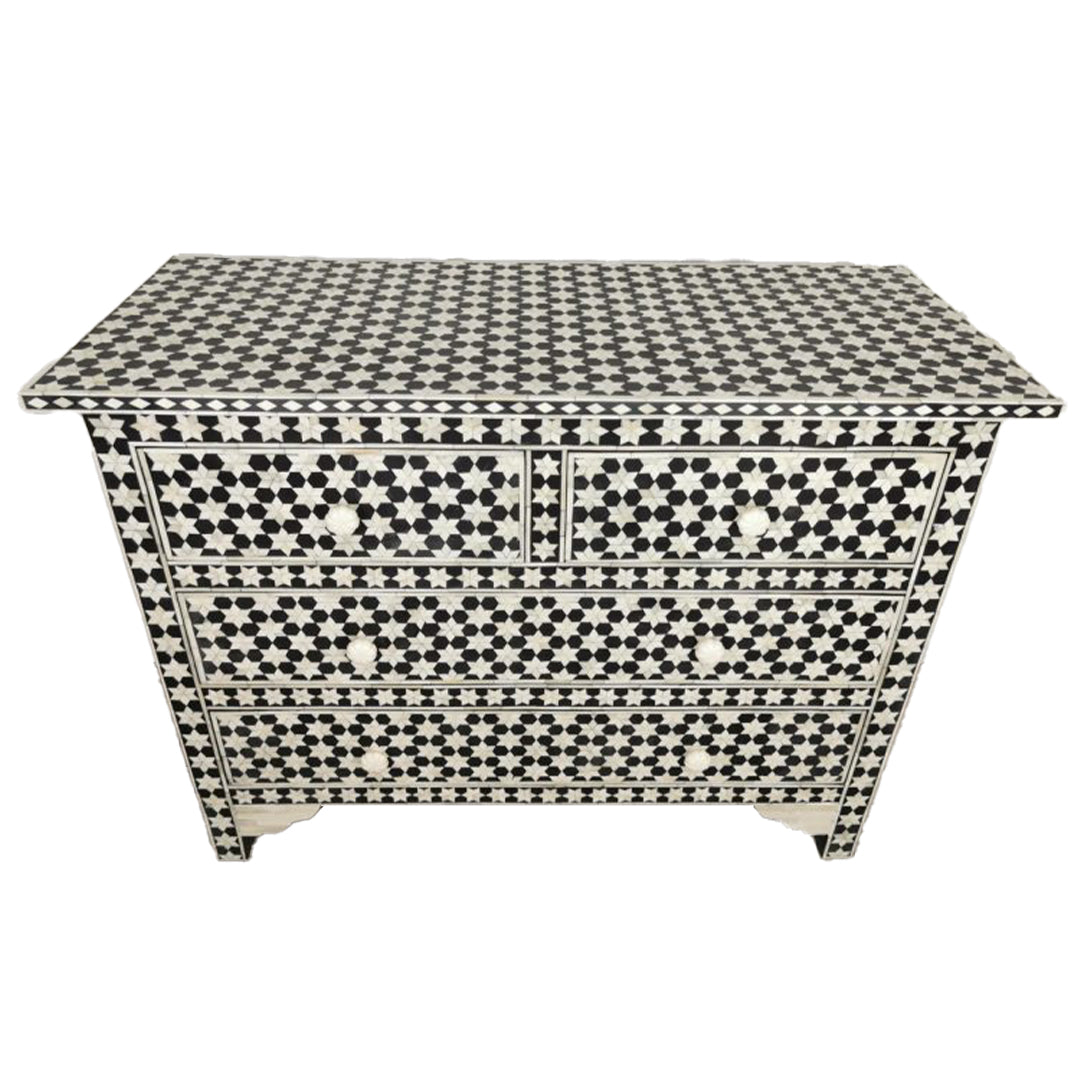 Bone Inlay Chest Of Drawers in Black Color