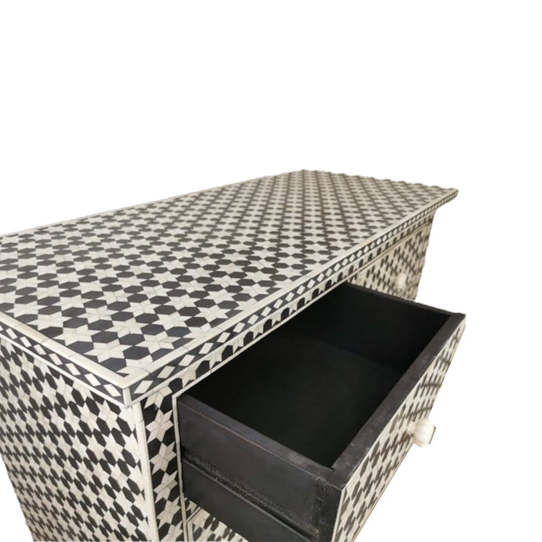 Bone Inlay Chest Of Drawers in Black Color