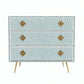 Bone Inlay Chest Of 3 Drawers in Teal Blue Color