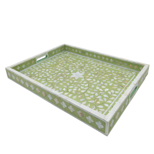 Beautiful Hand Crafted Mother Of Pearl Rectangle Serving Tray Perfect Home Décor