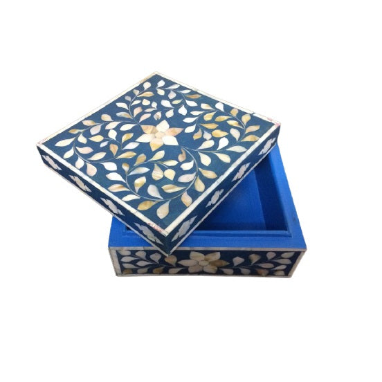 Handmade Mother of Pearl Customized Floral Pattern Jewelry Box