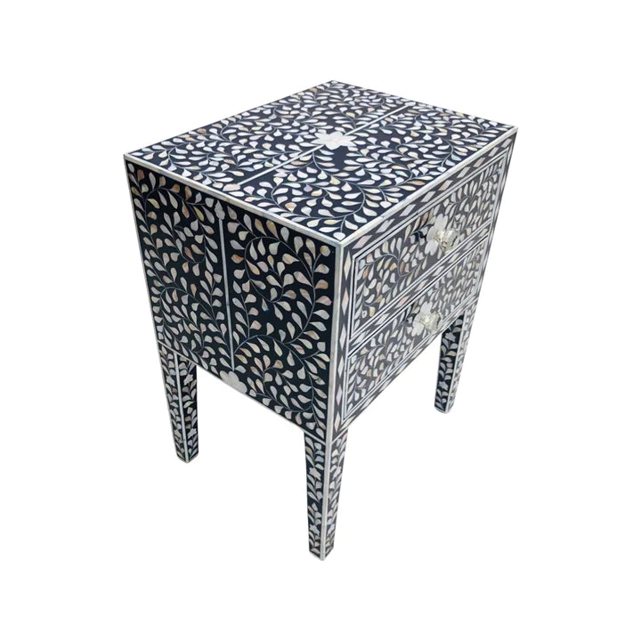 Personalized Mother of Pearl Antique Handmade Night Stand End table Furniture with Insurance