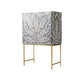Customized Handmade Bone Inlay Peacock Pattern Bar Cabinet
