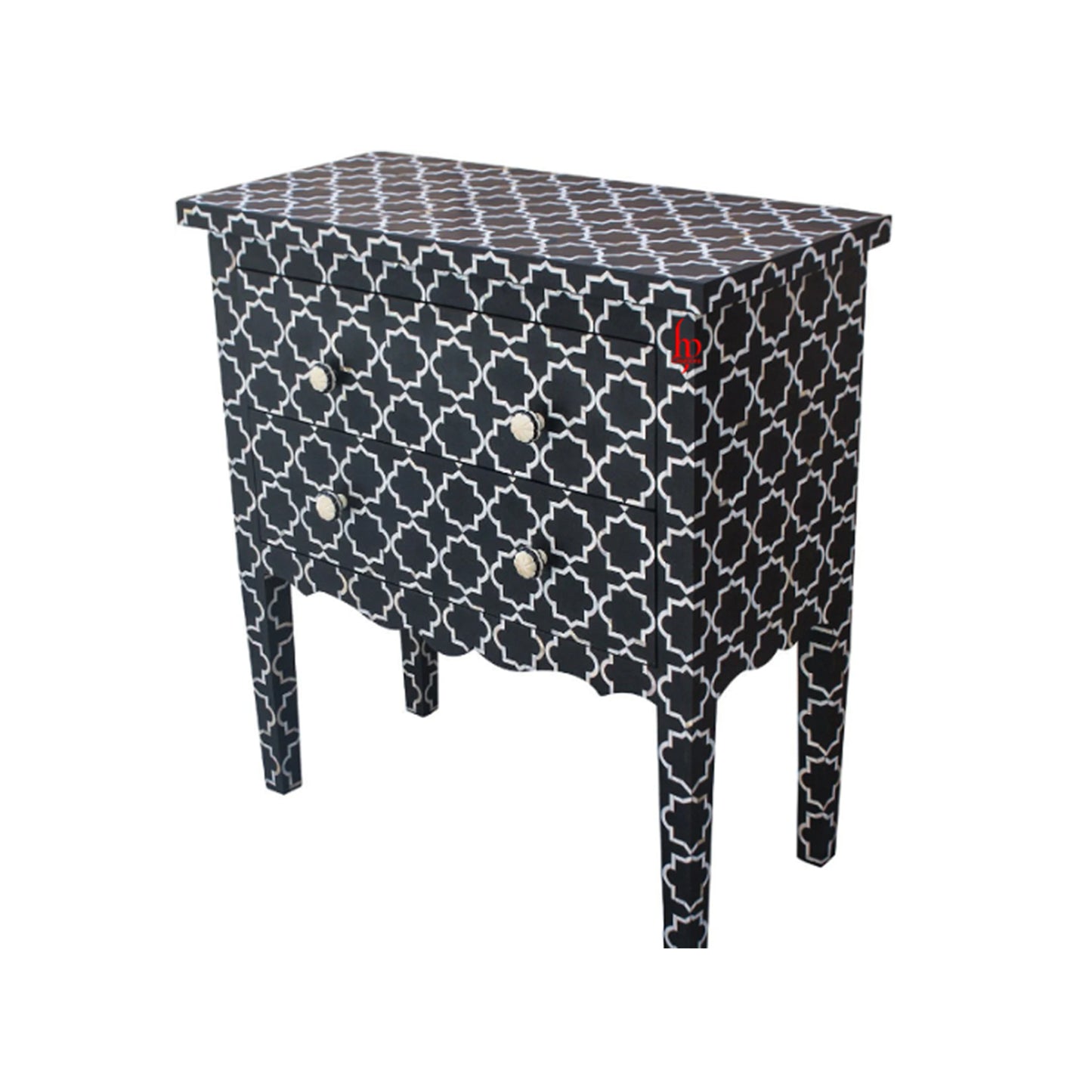 Bone inlay Small Size Chest Of Drawer Geometric Design For Bedroom Décor