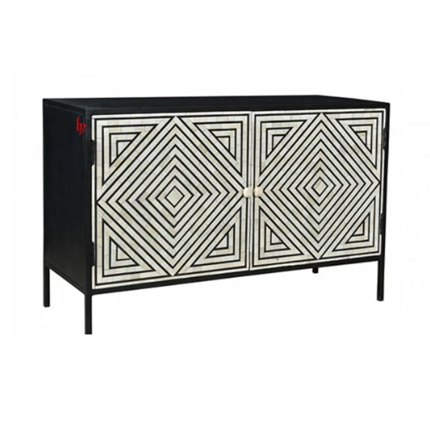 Bone Inlay Sideboard Embellished Double Doors Dresser with Ample of Storage Furniture