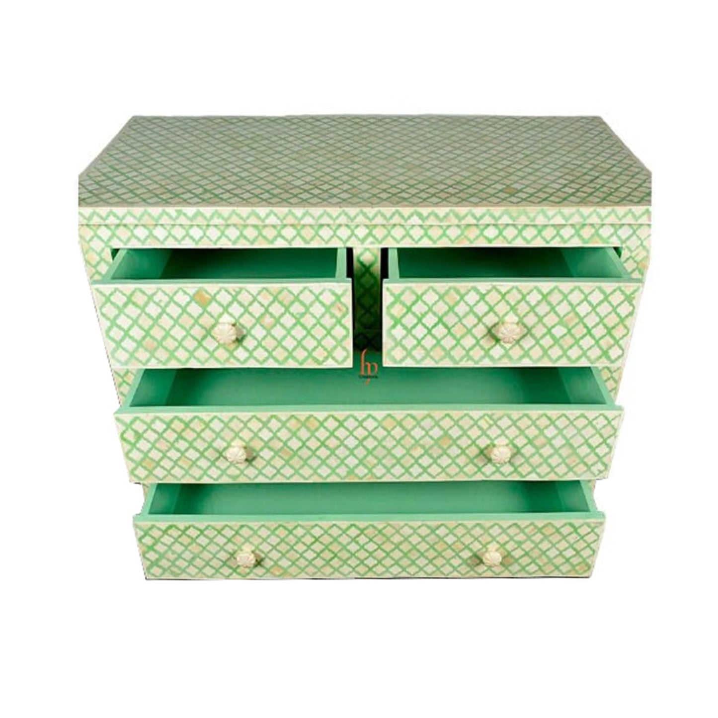 Personalized Bone Inlay Green Chest Of 4 Drawers Antique Design Modern Home Decor Inlay Furniture Perfect Storage Table