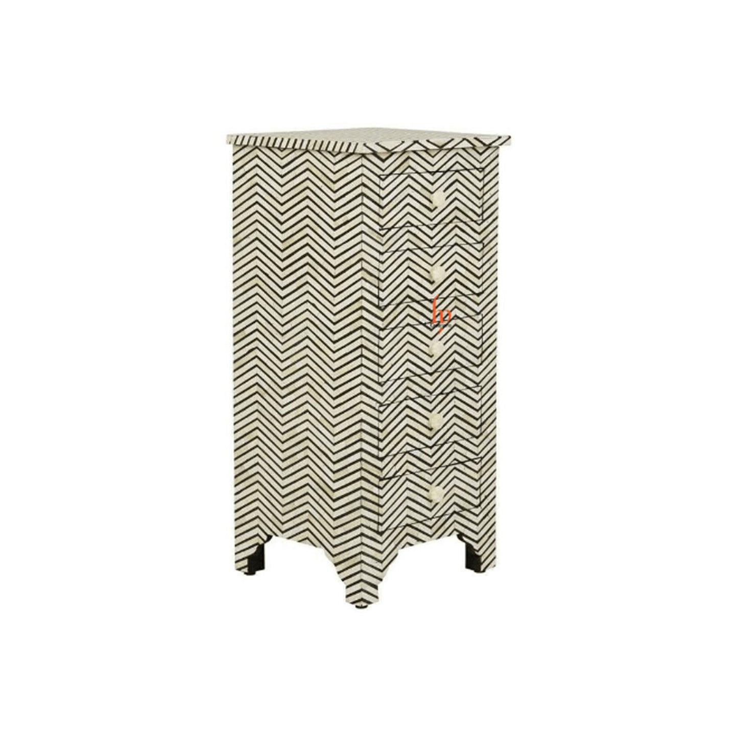 Bone Inlay Chevron Design Long Chest Of 5 Drawers Stunning Look Inlay Chest Attractive Night Table Handmade Furniture
