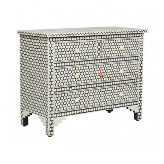 Personalized Handmade Bone Inlay 4 Chest Of Drawers Beautifully Crafted Home Decor Inlay Furniture