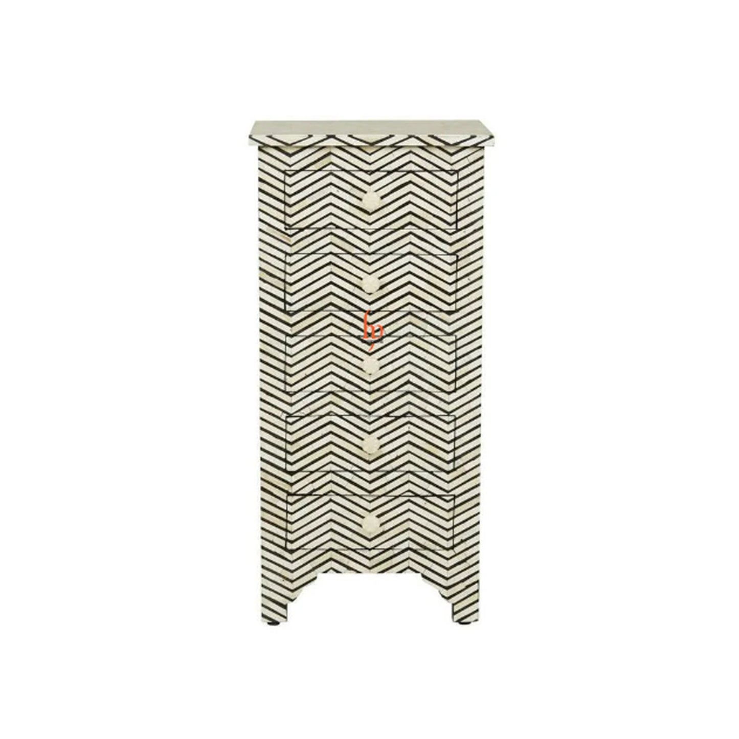 Bone Inlay Chevron Design Long Chest Of 5 Drawers Stunning Look Inlay Chest Attractive Night Table Handmade Furniture