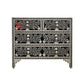 Hand-applied Black Floral Embossed Bone Inlay Chest Of 4 Drawers