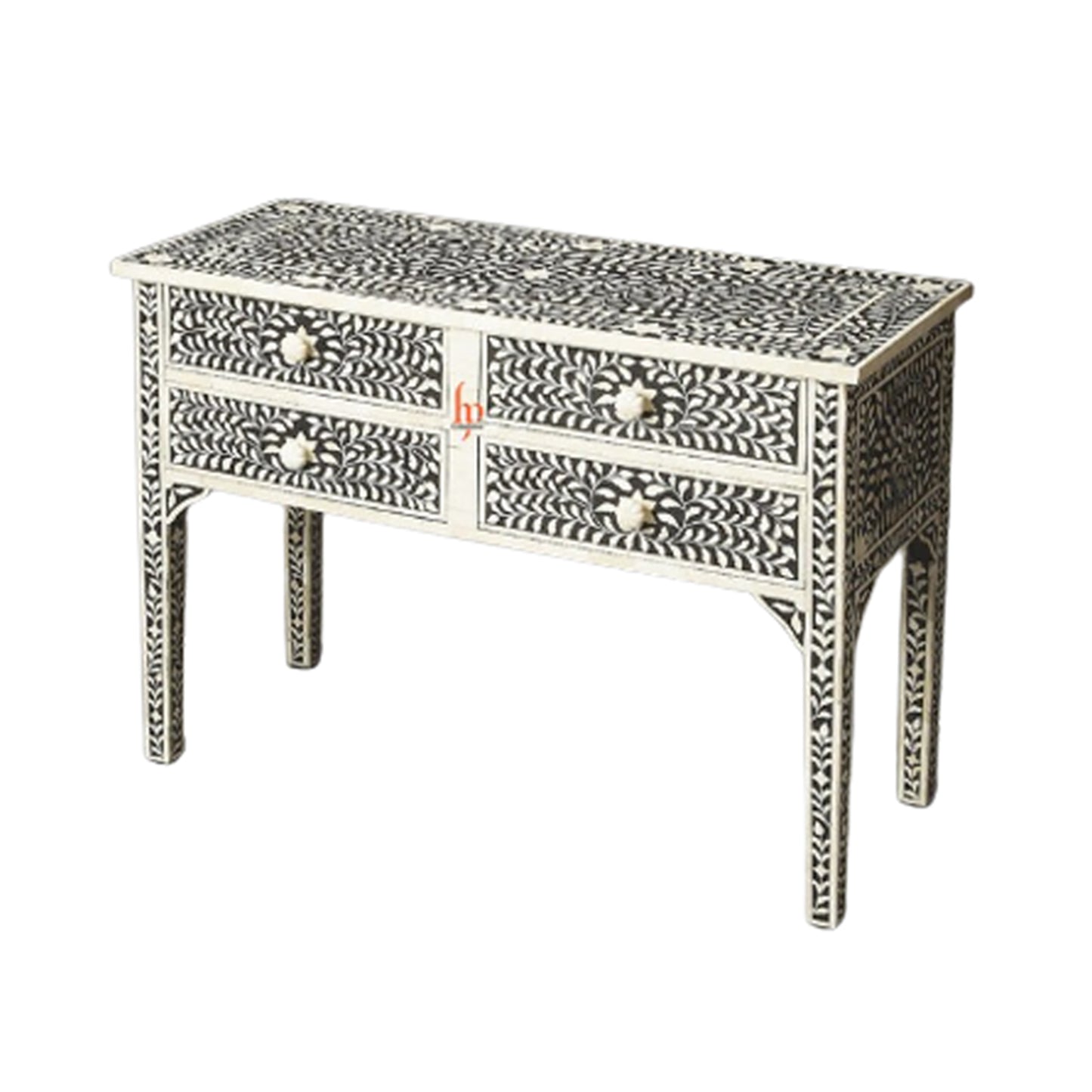 Handmade Bone Inlay Console with 4 Drawer Beautiful Floral Design Pretty Home Decor Console Beautiful Entrance Table