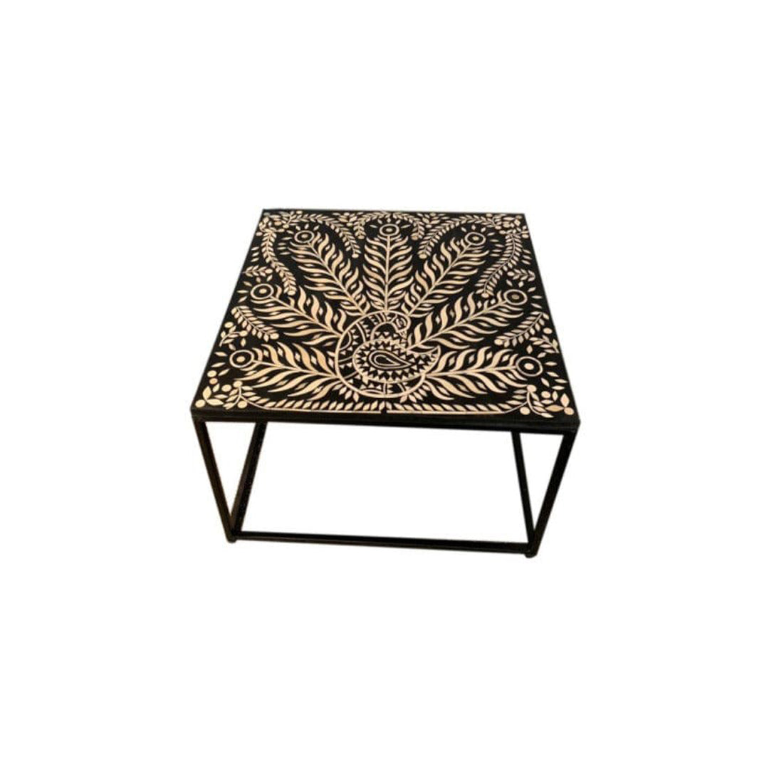 Handmade Bone Inlay Customized Peacock Pattern Coffee Table