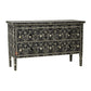 Bone Inlay 2-Drawer Chest - Moghul Flower - Black / White