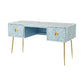 Handmade Stripe Design Optical Console Bone Inlay Antique 2 Drawers Study Desk Furniture Available in Black or Blue Colours