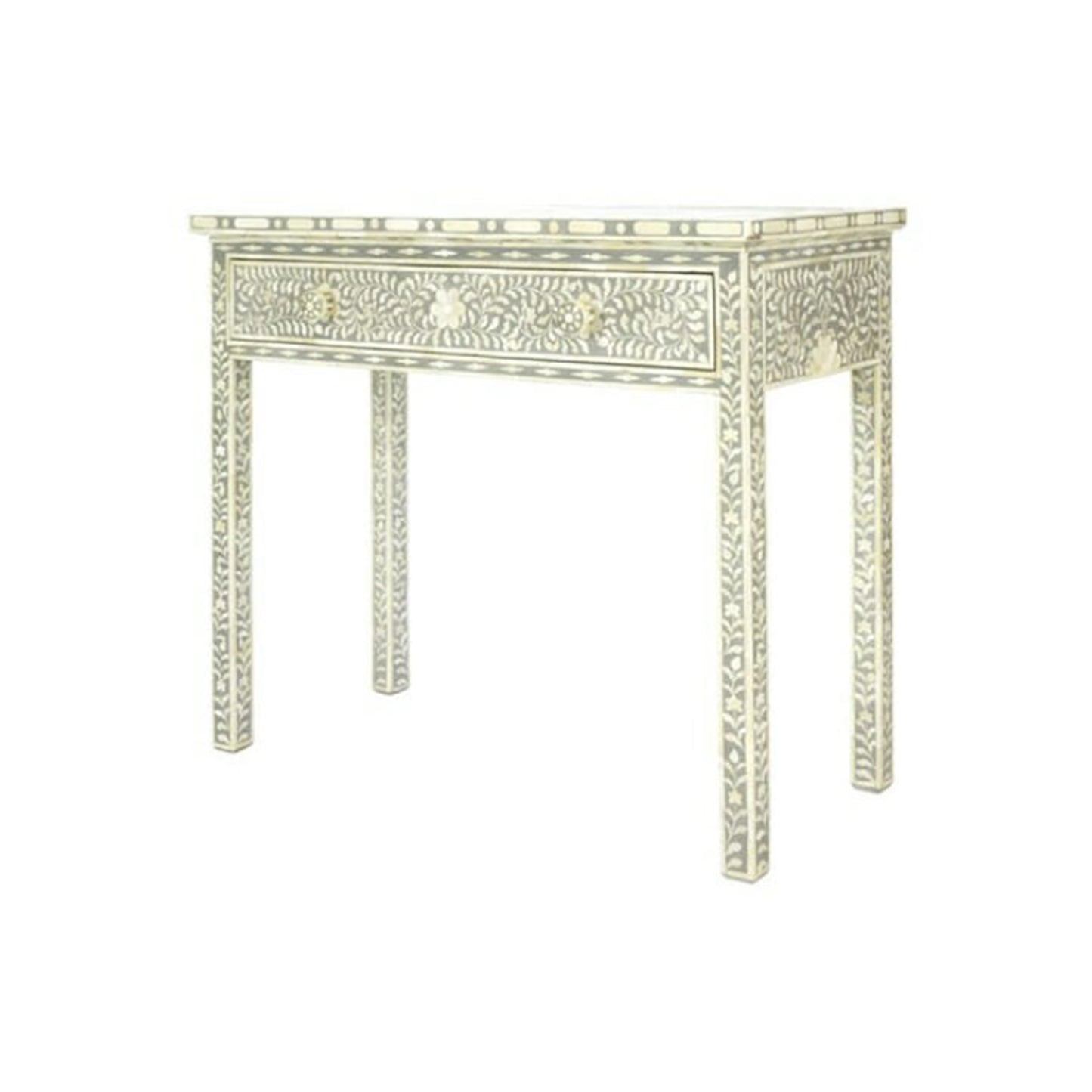 Personalized Handmade Bone Inlay Console single Drawer Geometric Design Stunning Look Entrance Beautiful Table Furniture