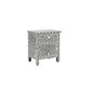 Personalized Black in White Floral Bone-Inlay-Bedside-Nightstand