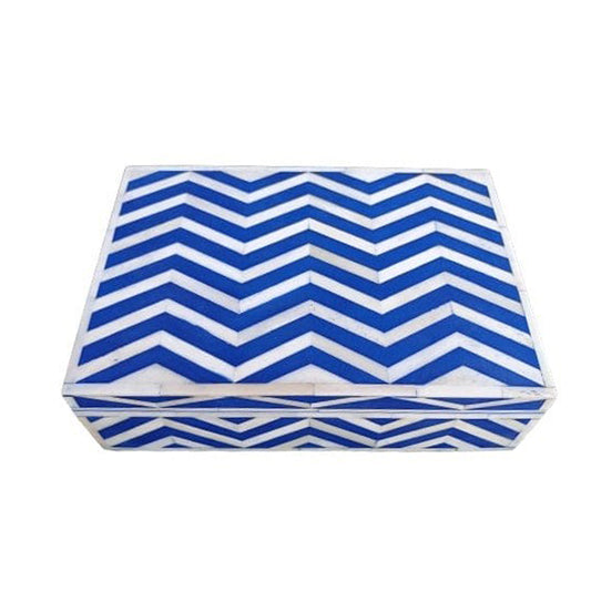 Handmade Customized Bone Inlay Chevron Pattern Jewelry Box