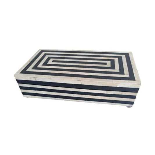 Handmade Customized Bone Inlay Strip Pattern Jewelry Box