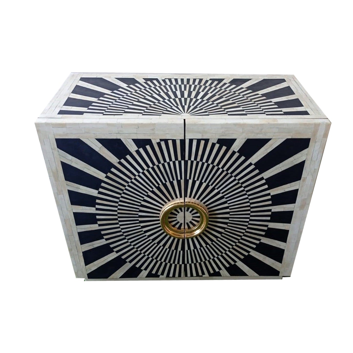 Personalized Handmade Bone Inlay Bar Cabinet