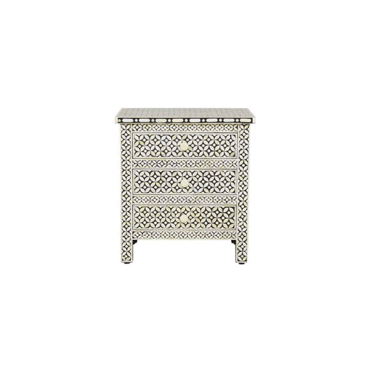 Personalized Handmade Bone Inlay 3 Drawer Geometric Bedside Table Best peace For Home Decor