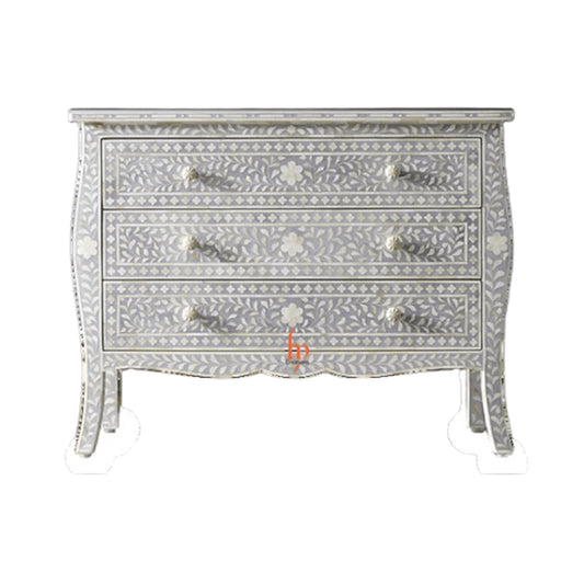 Personalized Handmade Bone Inlay 3 Chest Of Drawers Beautiful Floral Design Home Décor Inlay Furniture