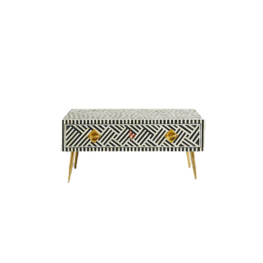 Personalized Bone Inlay Coffee Table Elegant Stripe Design Stunning Look Best Home Decor Furniture