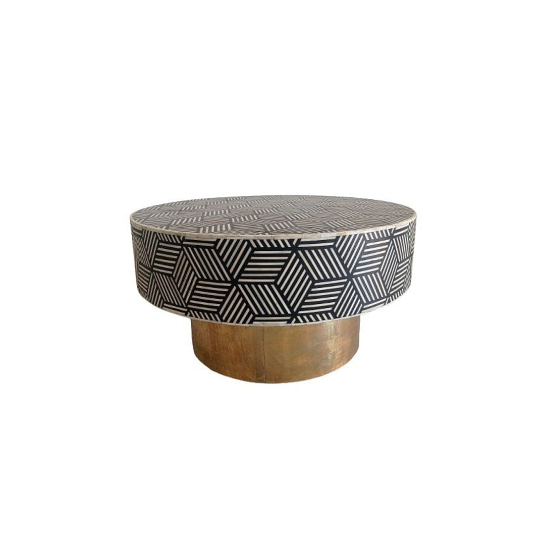Customized Handmade Bone Inlay Round Coffee Table