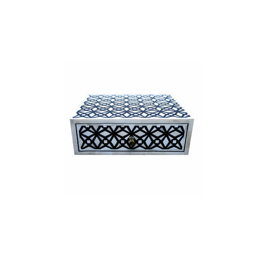 Handmade Customized Bone Inlay Geometric Pattern Floating Bedside