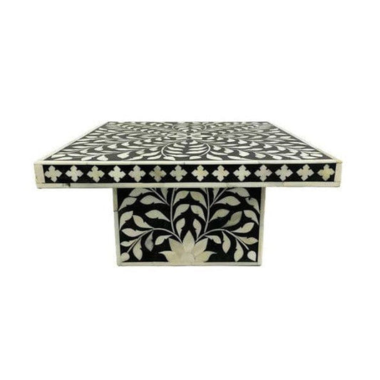 Handmade Customized Bone Inlay Floral Pattern Rectangular Cake Stand