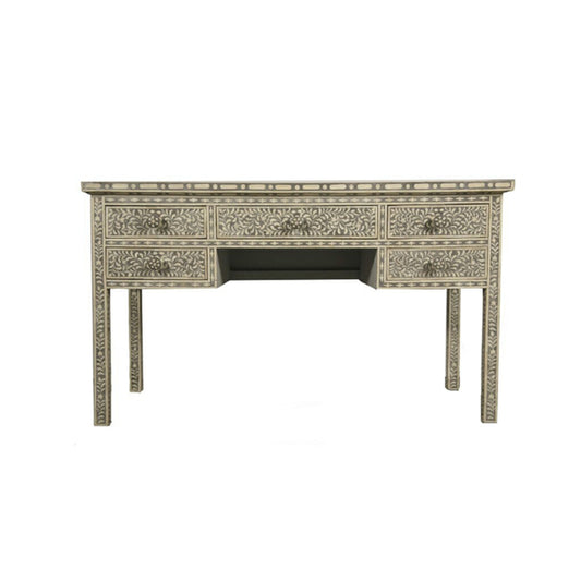 Handmade Bone Inlay Console with Five Drawer Beautifully Crafted Traditional Floral Design Best Home Decor Table